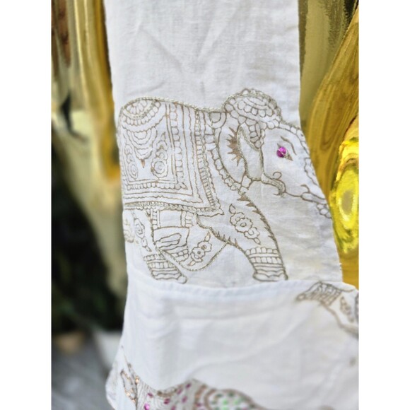 Juliet Dunn London Embroidered Elephant Romper One Size Boho Resortwear India - Picture 7 of 12